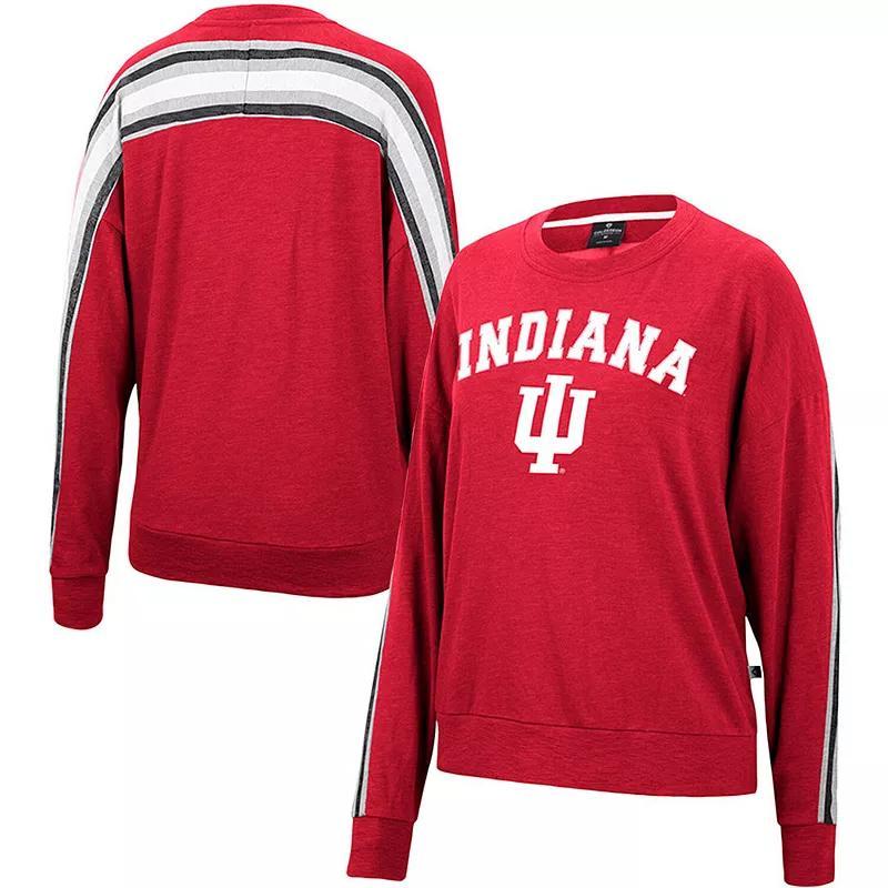 Womens Colosseum Heathered Wisconsin Badgers Team Oversized Pullover Sweatshirt Product Image