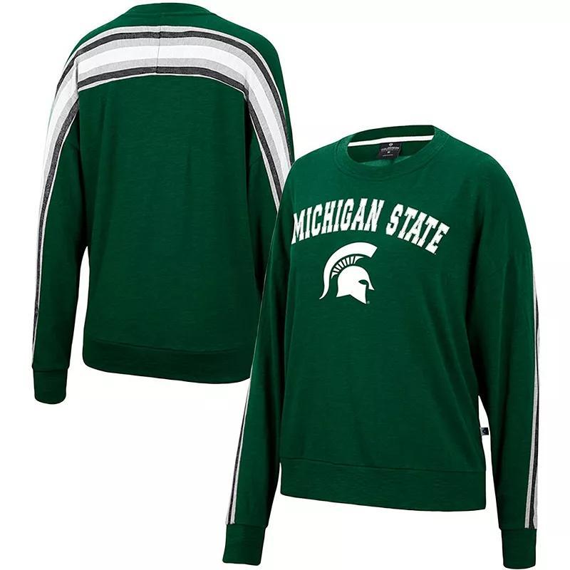 Womens Colosseum Heathered Michigan State Spartans Team Oversized Pullover Sweatshirt Product Image