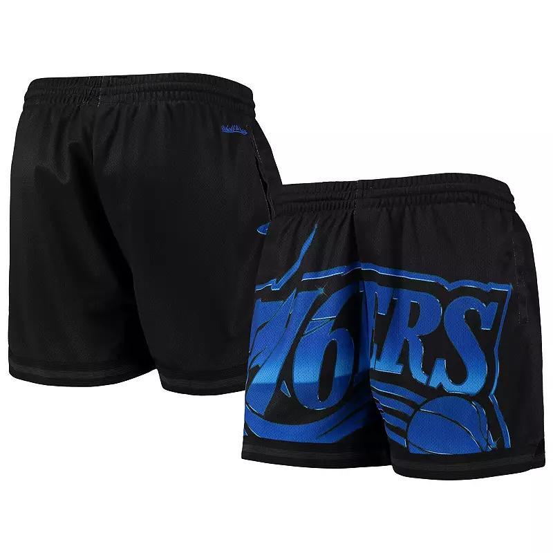 Womens Mitchell & Ness Black Philadelphia 76ers Big Face 4.0 Mesh Shorts Product Image