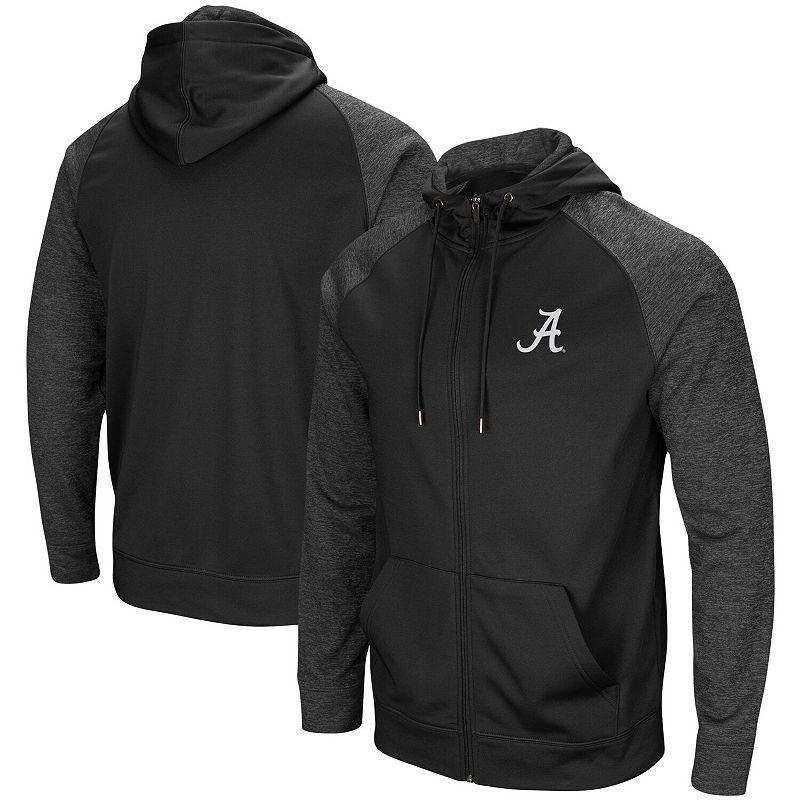 Mens Colosseum Black Alabama Crimson Tide Big & Tall Blackout Raglan Full-Zip Hoodie Product Image