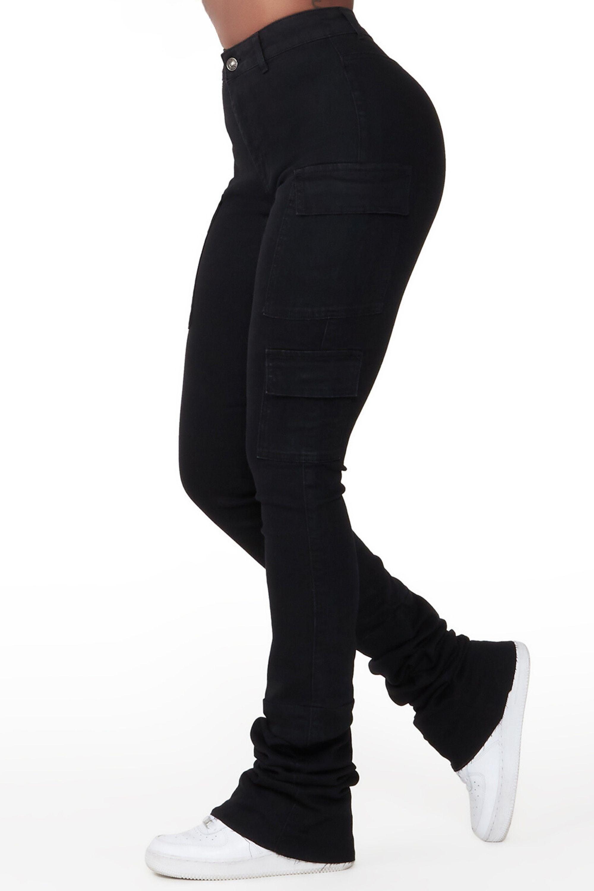 Vixen Black Cargo Super Stacked Jean Female Product Image