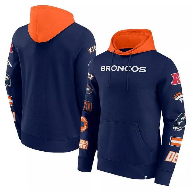 Mens Fanatics /Orange Denver Broncos Patched Out Pullover Hoodie Blue Product Image