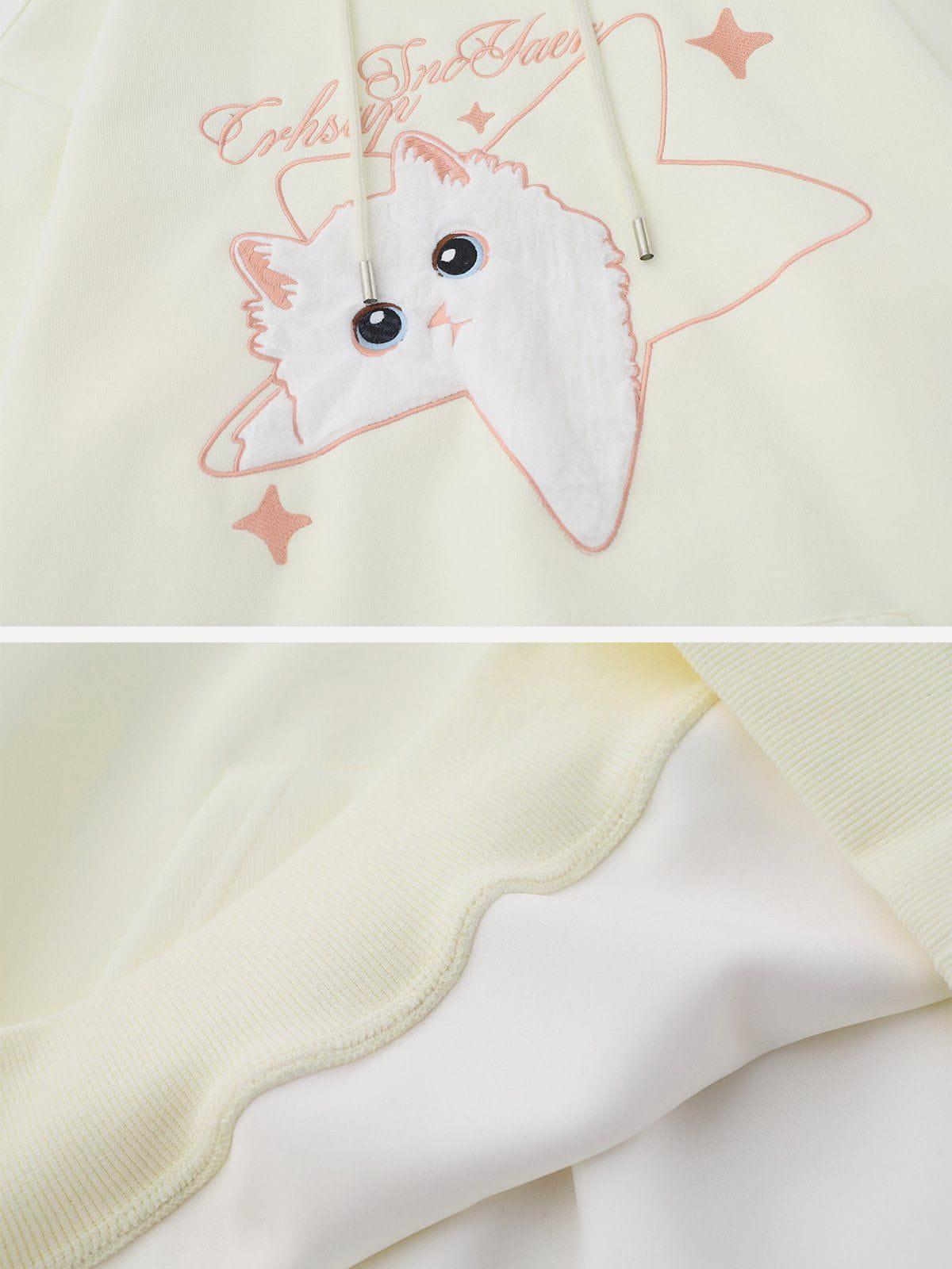 Aelfric Eden Embroidery Star Cat Hoodie Product Image