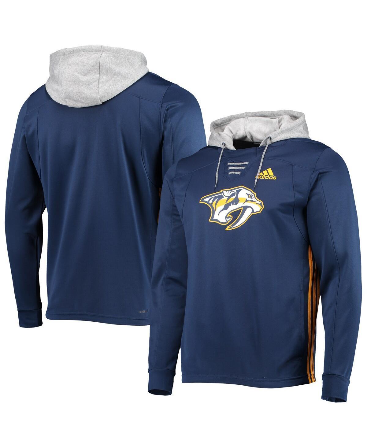 Mens adidas Navy Nashville Predators Skate Lace Aeroready Pullover Hoodie Product Image