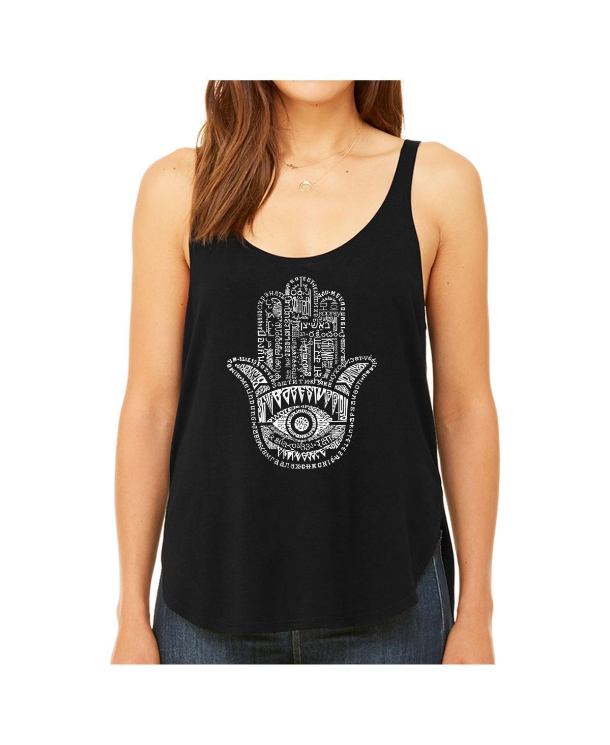 La Pop Art Womens Premium Word Art Flowy Tank Top- Hamsa Product Image