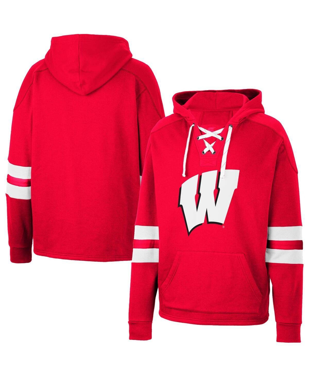 Mens Colosseum Red Wisconsin Badgers Lace-Up 4.0 Pullover Hoodie Product Image