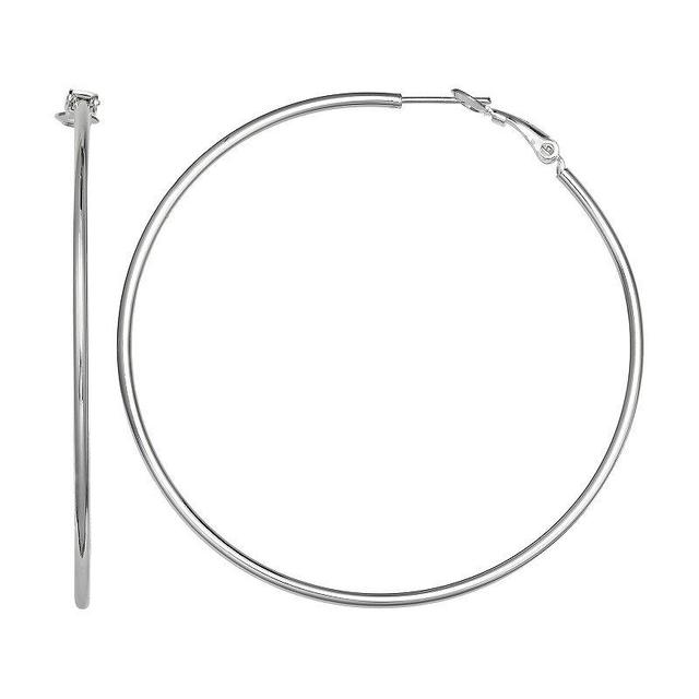 PRIMROSE Sterling Silver Polished Tube Hoop Earrings, Womens Product Image