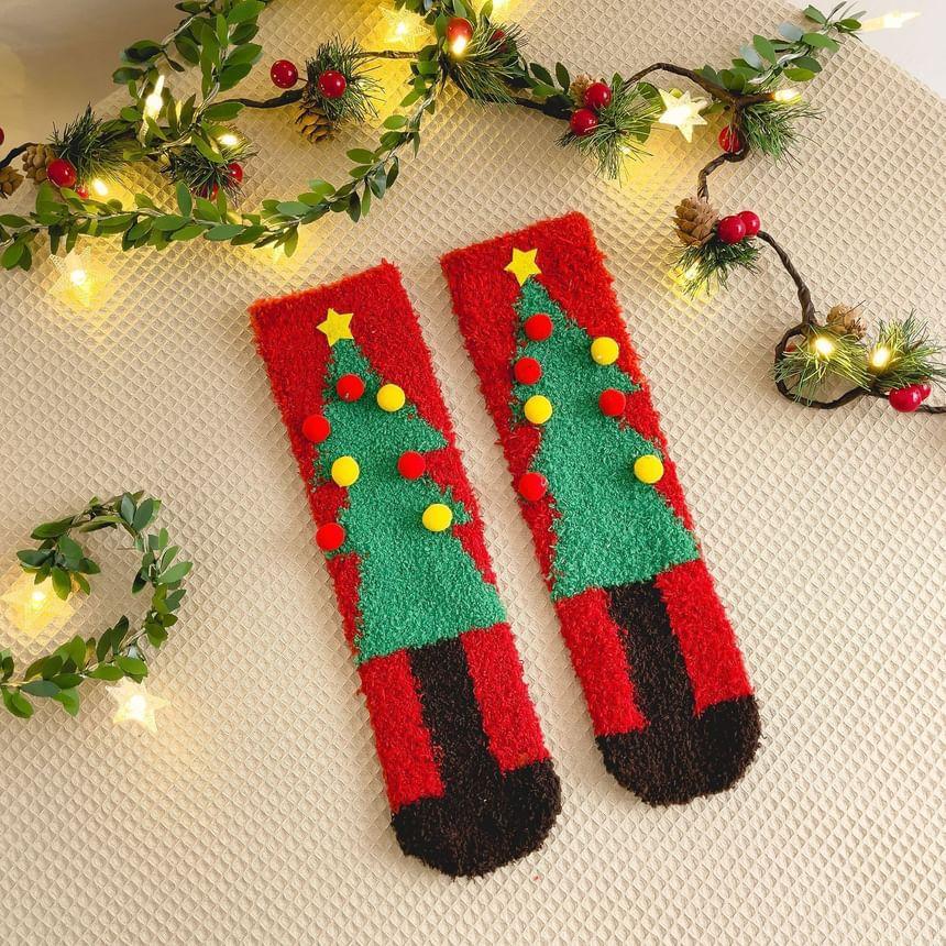 Christmas Cartoon Fleece Socks Product Image