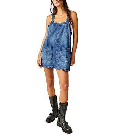 Free People Overall Square Neck Sleeveless Front Pocket Mini Dress Product Image