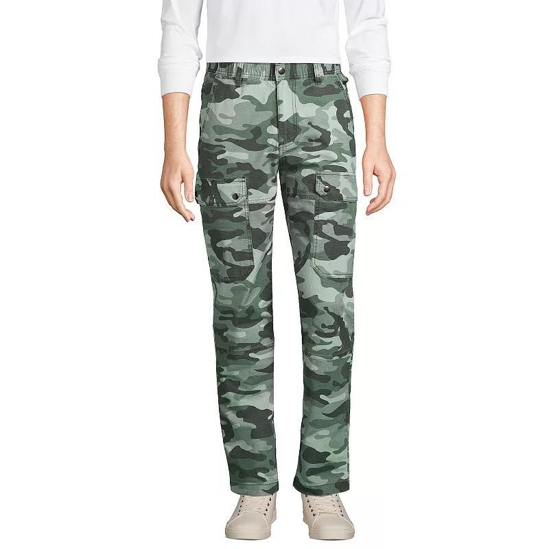 Mens Lands End Ripstop Utility Cargo Pants Dark Eucalyptus Green Product Image