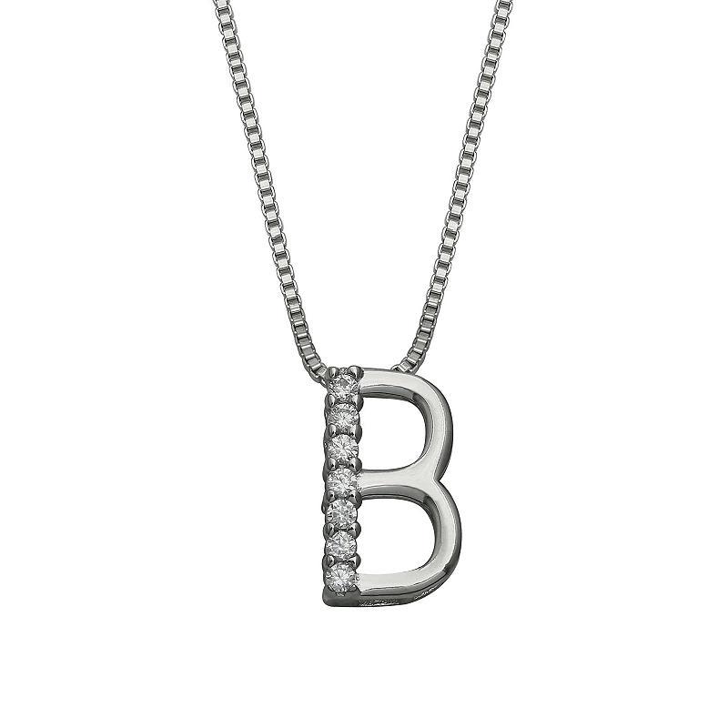 PRIMROSE Sterling Silver Cubic Zirconia Initial Pendant Necklace, Womens Silver Tone B Product Image