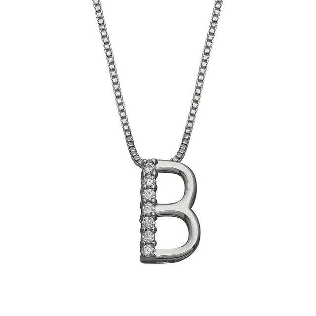 PRIMROSE Sterling Silver Cubic Zirconia Initial Pendant Necklace, Womens White Product Image