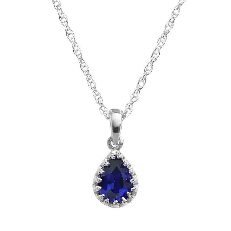 Designs by Gioelli 14k Gold Over Silver Lab-Created Sapphire Teardrop Pendant, Womens Blue Product Image