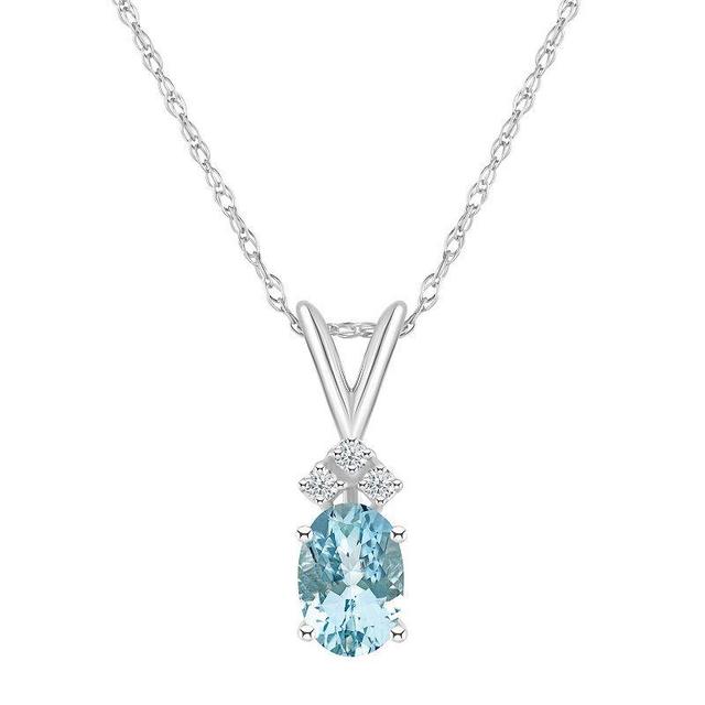 Celebration Gems 14k White Gold Gemstone & Diamond Accent Pendant Necklace, Womens Blue Product Image