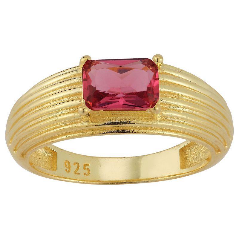 Sunkissed Sterling 14k Gold over Silver CZ Vintage Ring, Womens Gold Tone Red Product Image