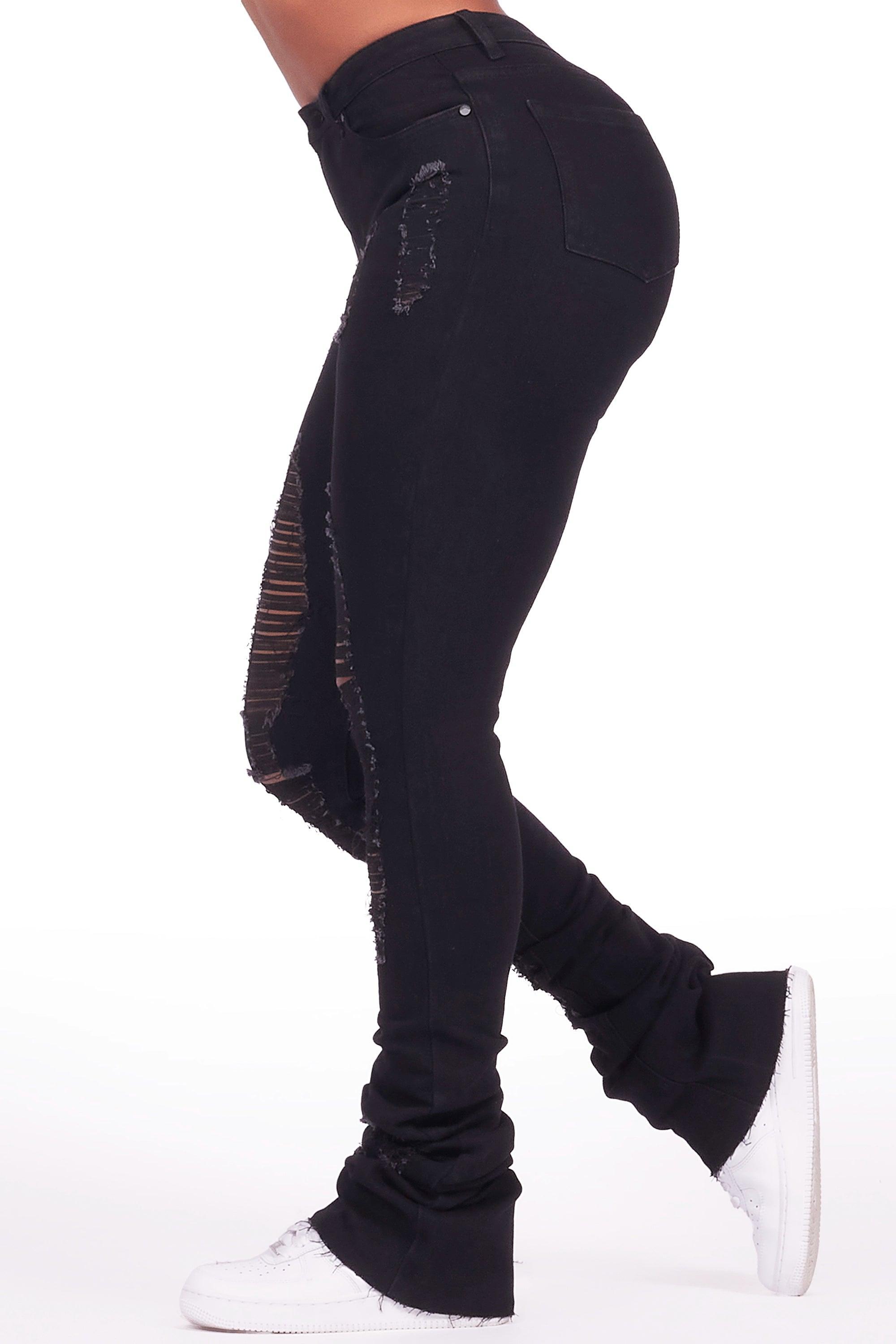 Got A Crush Black Distressed Super Stacked Jean Female Product Image