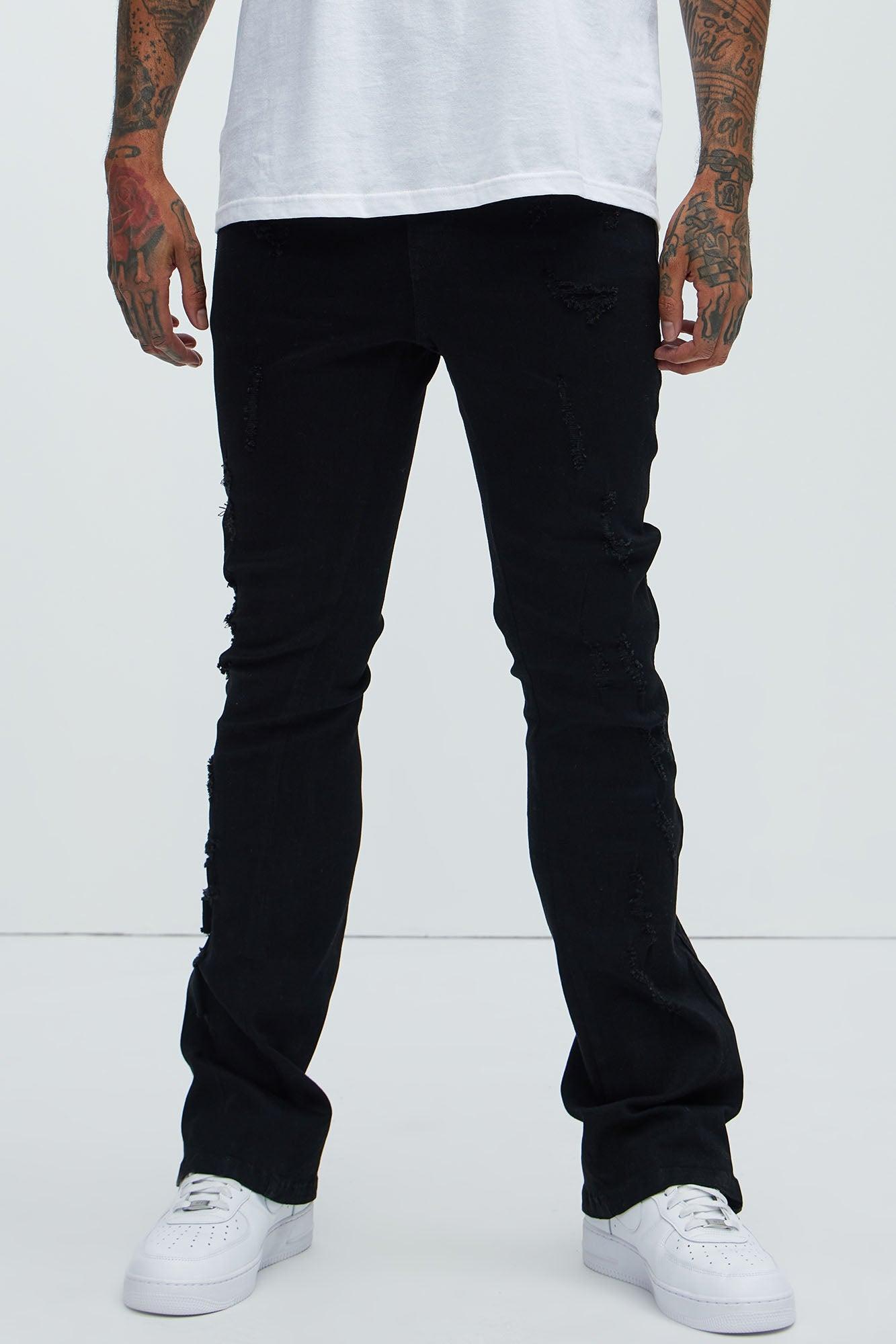 Zip All The Way Stacked Skinny Flare Jeans - Black product image