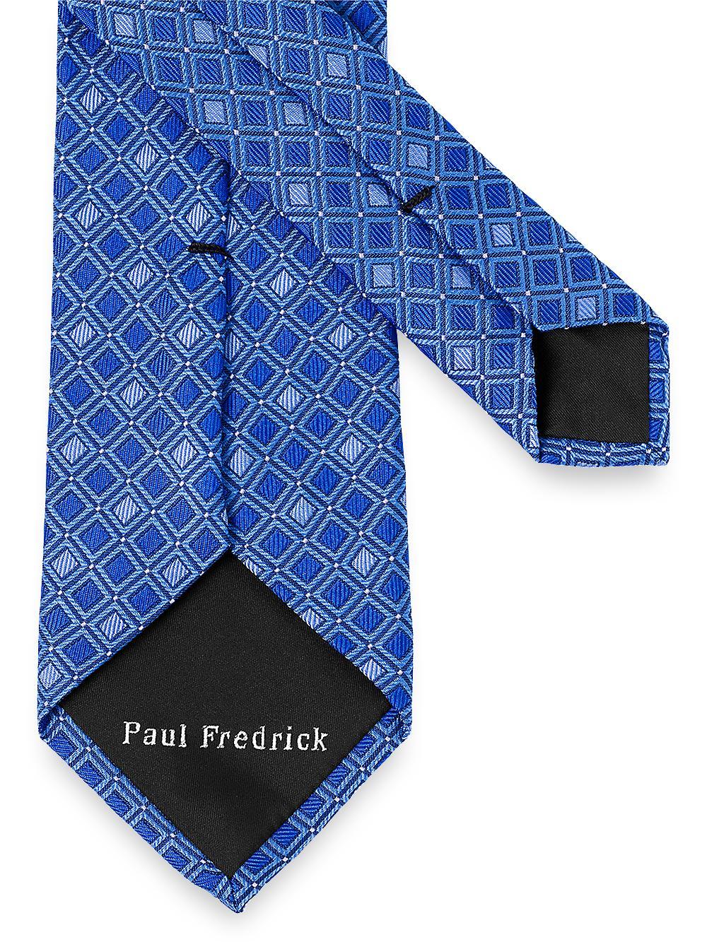 Geometric Woven Silk Tie - Blue Product Image