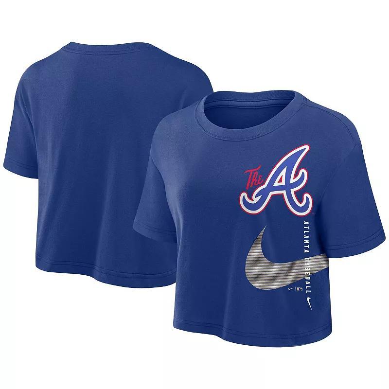 Womens Nike Royal Atlanta Braves City Connect Performance Cropped T-Shirt Product Image