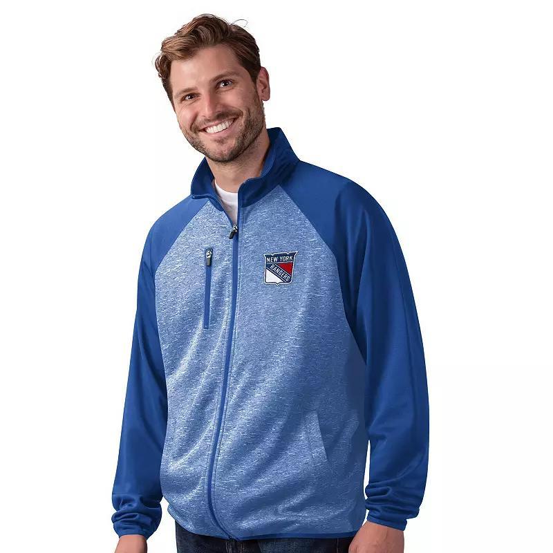 Mens G-III Sports by Carl Banks Blue New York Rangers RunnersRaglan Full-Zip Track Jacket Product Image