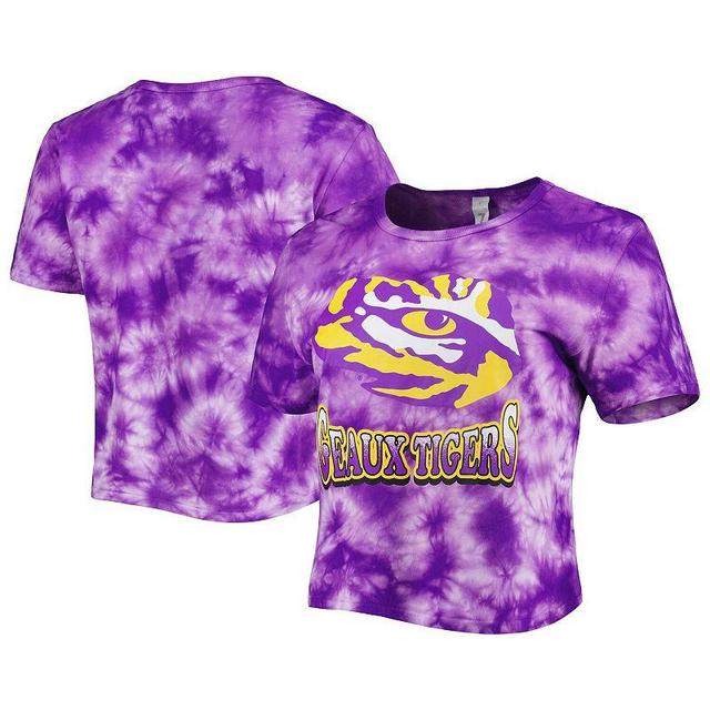 Womens ZooZatz Purple Lsu Tigers Cloud-Dye Cropped T-shirt Product Image