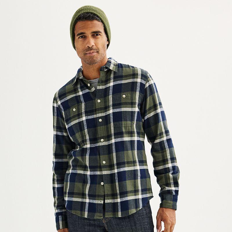 Mens Sonoma Goods For Life Flannel Button-Down Shirt Green Product Image