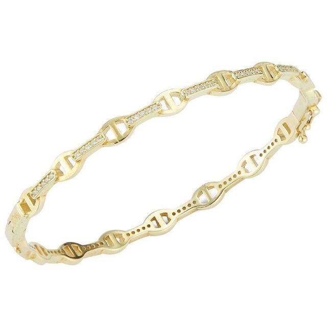 Sunkissed Sterling 14k Gold Over Silver Cubic Zirconia Mariner Hinged Bangle Bracelet, Womens Gold Tone Product Image