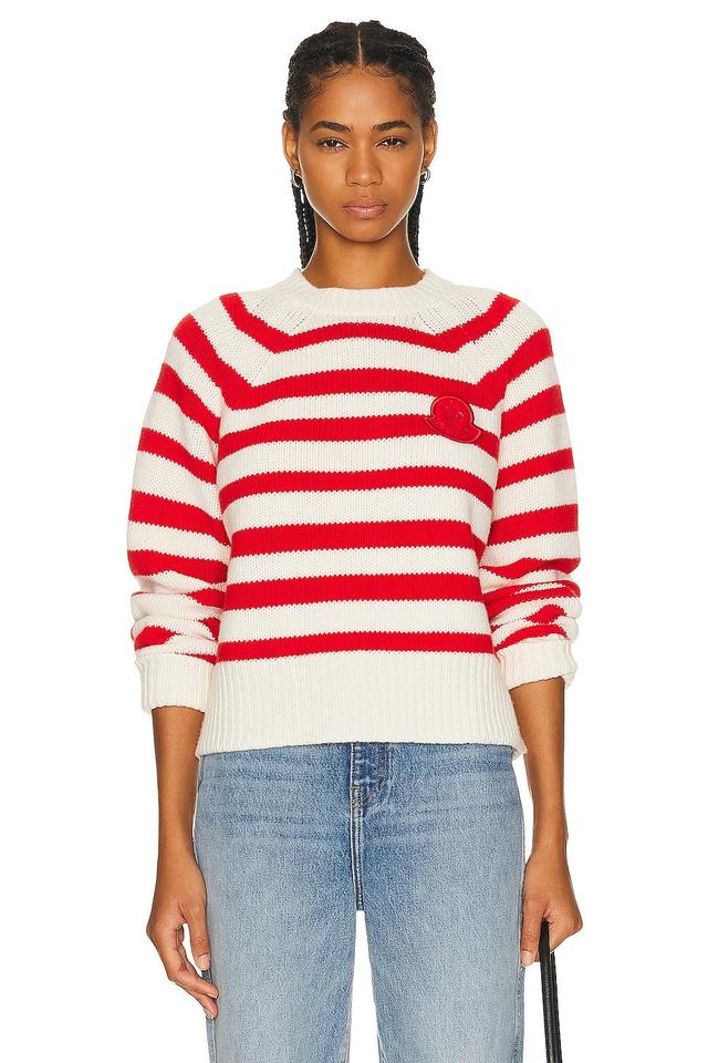 Moncler Long Sleeve Sweater in Red Product Image