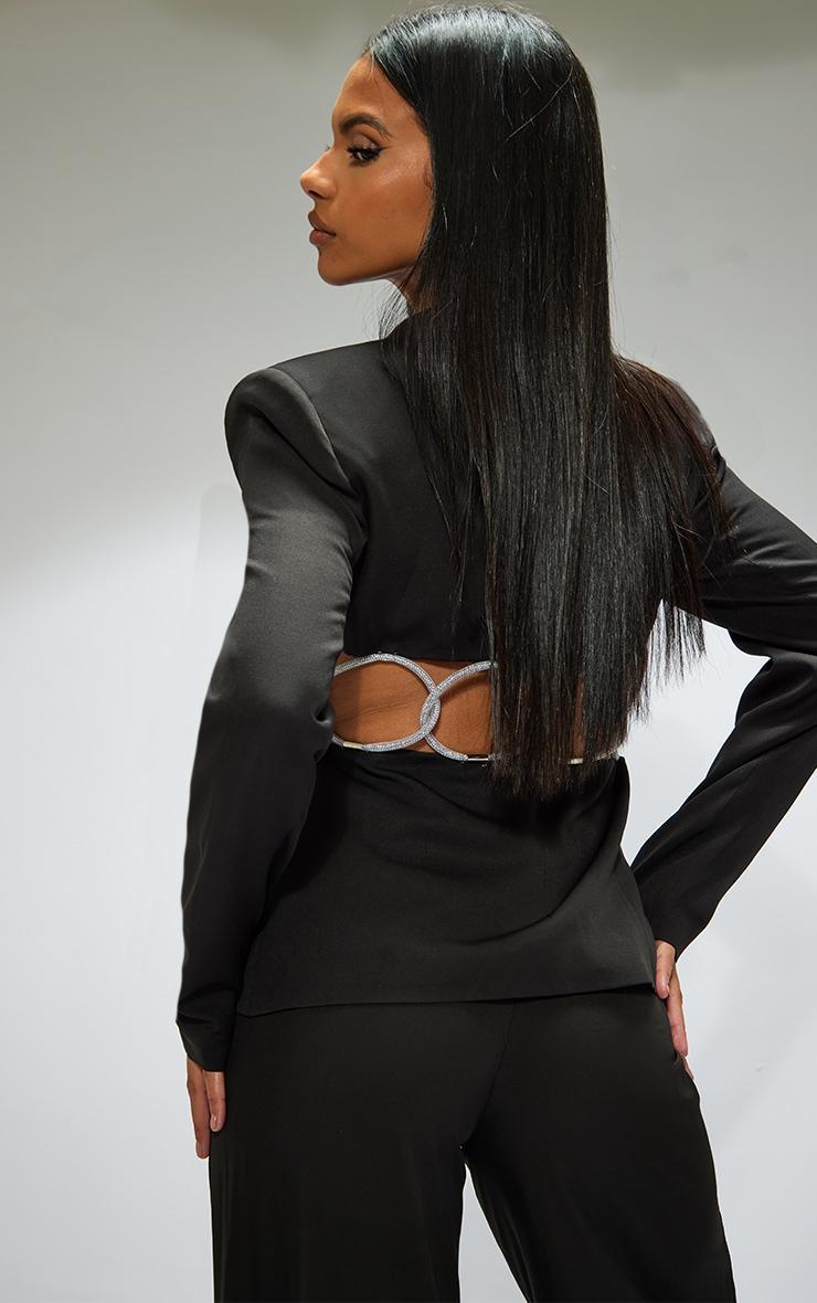 Black Diamanté Loop Detail Cut Out Blazer Product Image