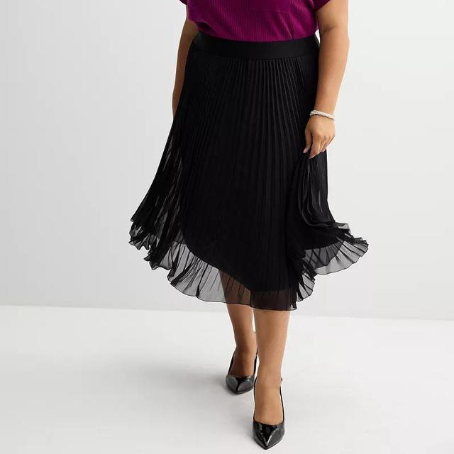 Plus Size Nine West Pleated Chiffon Midi Skirt, Womens Product Image