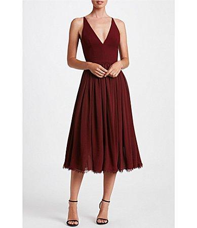 Dress the Population Alicia Mixed Media Midi Dress Product Image