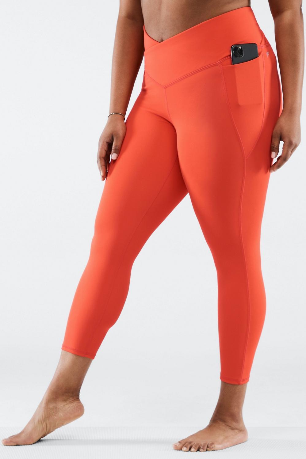 Fabletics High-Waisted PureLuxe Crossover 7/8 Legging Womens orange plus Size 4X Product Image