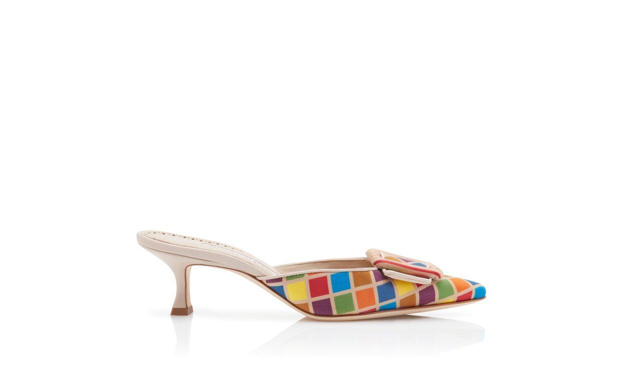 MAYSALEBI Multicoloured Silk Buckle Detail Mules Product Image