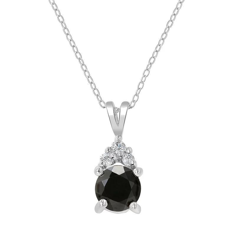 Gemistry Sterling Silver Round Stone & Cubic Zirconia Pendant Necklace, Womens White Topaz Product Image