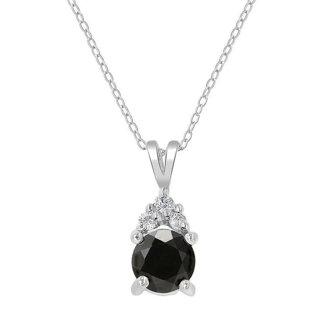 Silver Treasures Genuine Stone Sterling Silver 18 Inch Cable Pendant Necklace, One Size , White Topaz Product Image