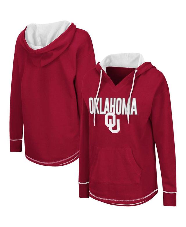 Womens Colosseum Crimson Oklahoma Sooners Tunic Pullover V-Neck Hoodie Product Image