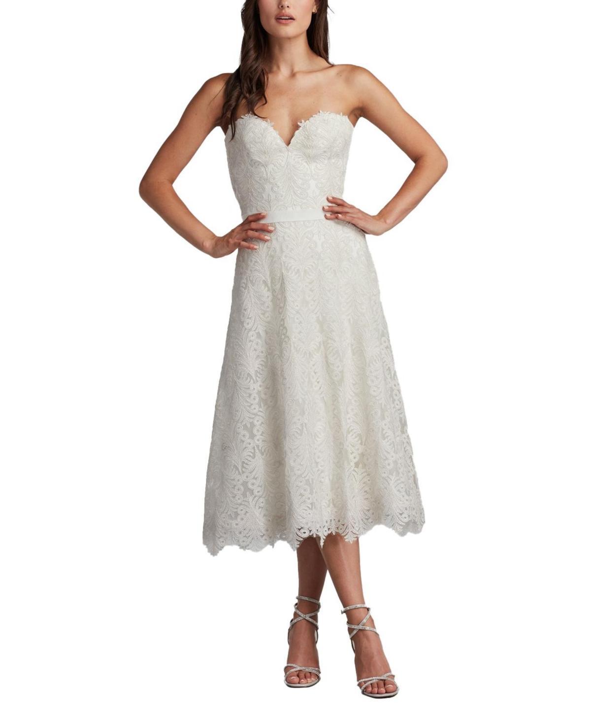 Tadashi Shoji Womens Linley Strapless Embroidered Tulle Midi Dress Product Image