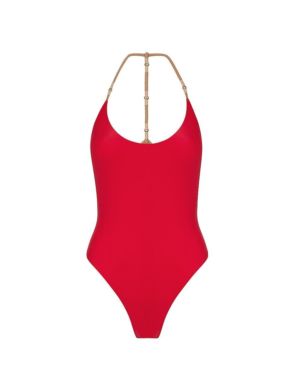 Womens Solid Layla T-Back One-Piece Swimsuit Product Image