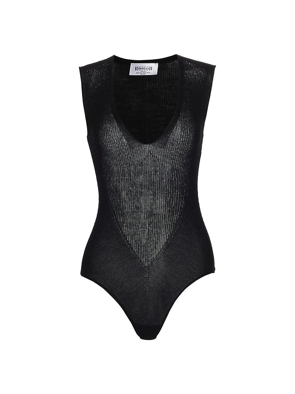 Womens Aurora Rib Net Virgin Wool Bodysuit Product Image