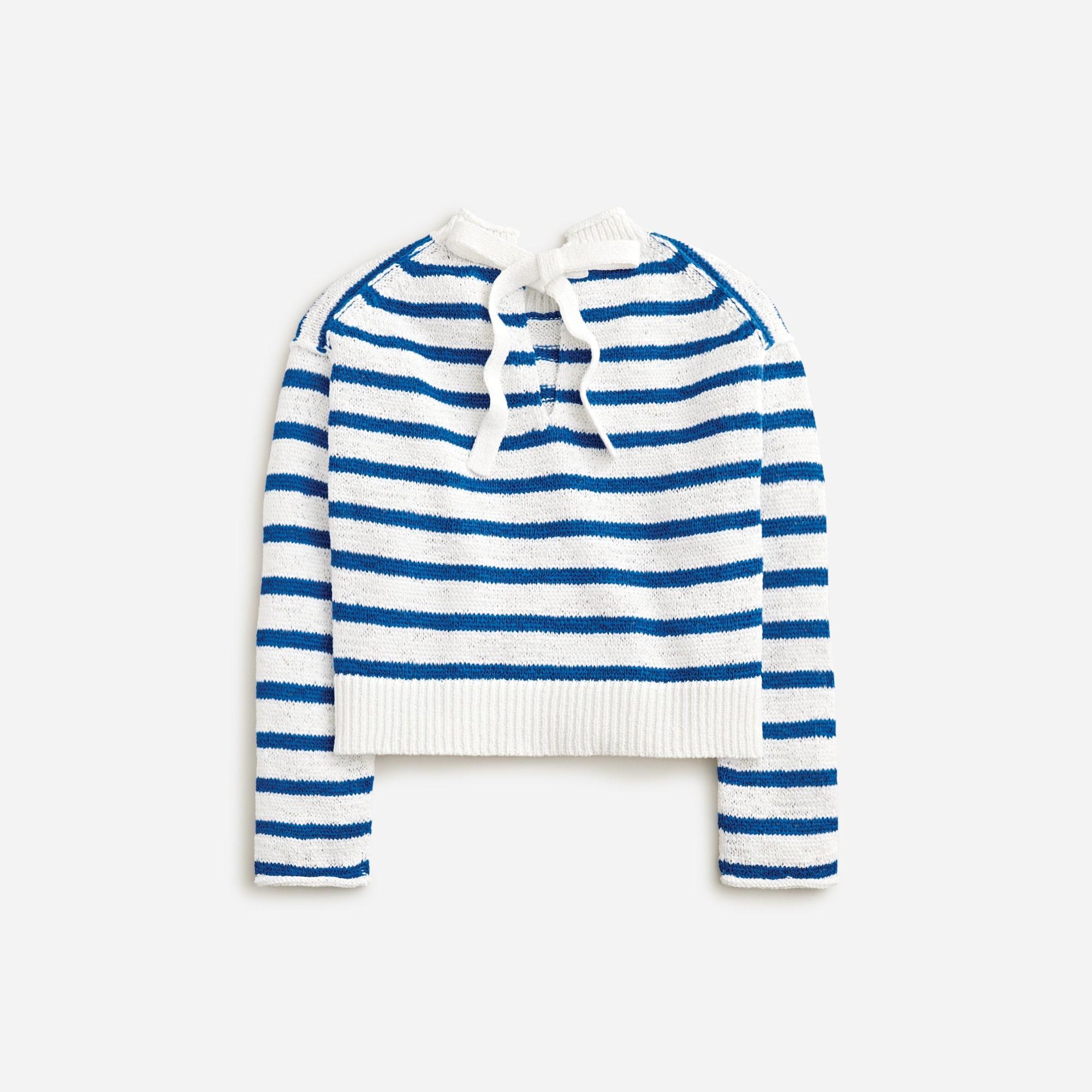 Textured tie-back Rollneck™ sweater in stripe Product Image