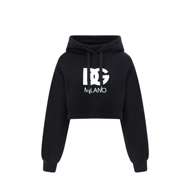 Logo Patch Cropped Hoodie In Black Product Image