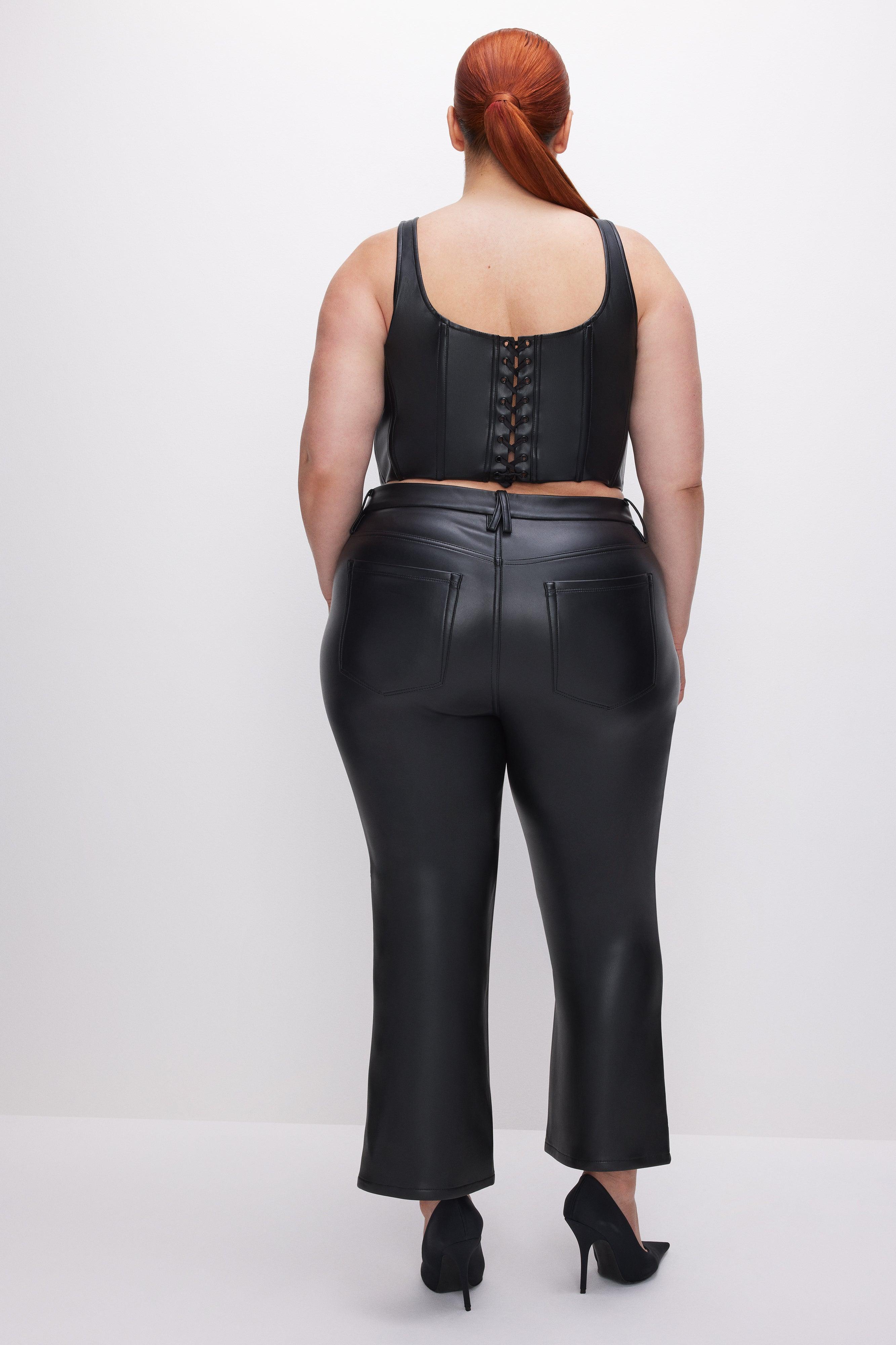 GOOD LEGS CROPPED MINI BOOT FAUX LEATHER PANTS | BLACK001 Product Image