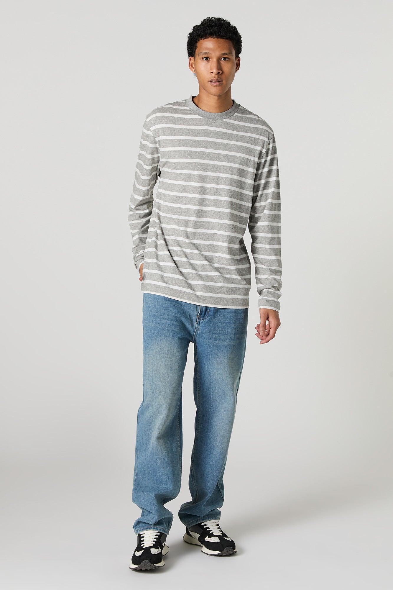 Striped Crewneck Long Sleeve Top Male Product Image