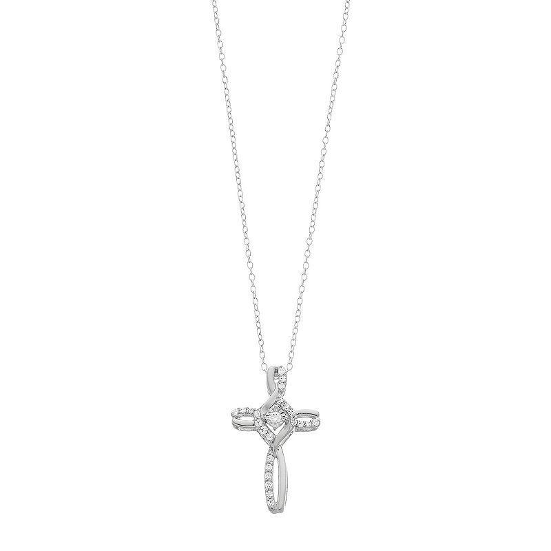 1/4 Carat T.W. Diamond Cross Pendant Necklace, Womens White Product Image