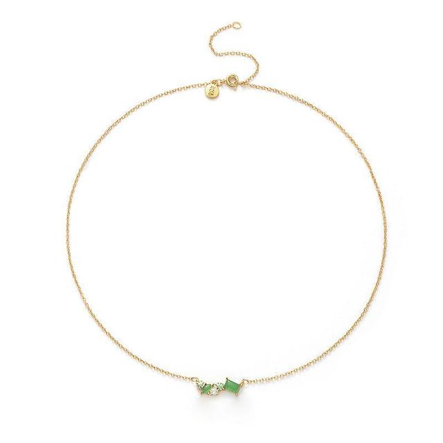 Power of Color Aventurine & Cubic Zirconia Cluster Necklace, Womens Gold Tone Green Product Image