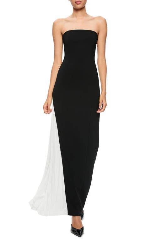 ALICE AND OLIVIA Retha Strapless Maxi Dress With Pleated Godet In Black Product Image