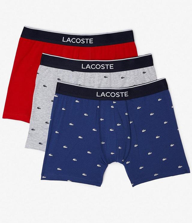 Lacoste Solid/Printed 5#double; Inseam Boxer Briefs 3-Pack Product Image