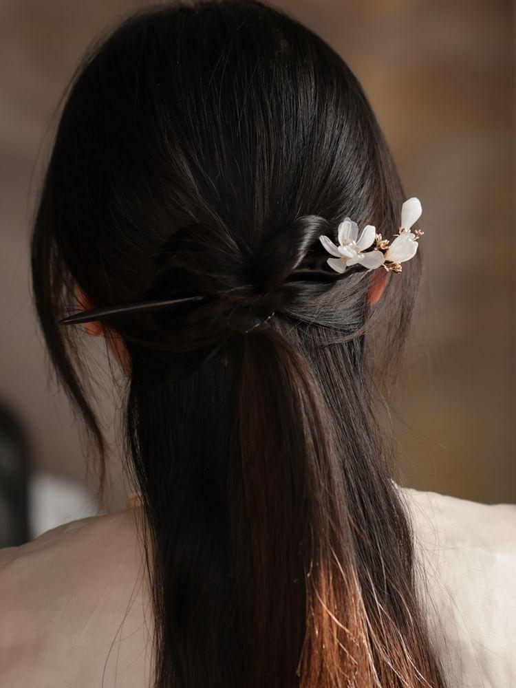 Floral Glass Wooden Hair Stick Product Image