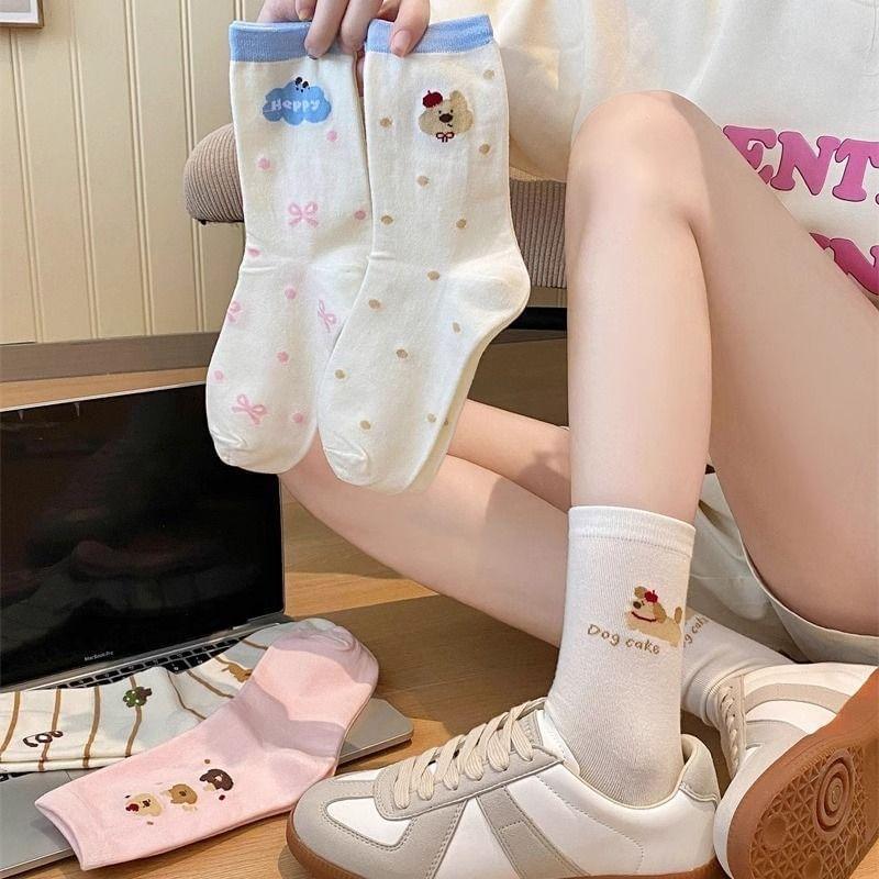 Cartoon Print Crew Socks Product Image