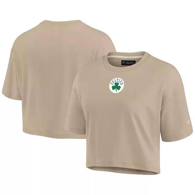 Womens Fanatics Signature Khaki Boston Celtics Elements Super Soft Boxy Cropped T-Shirt Product Image